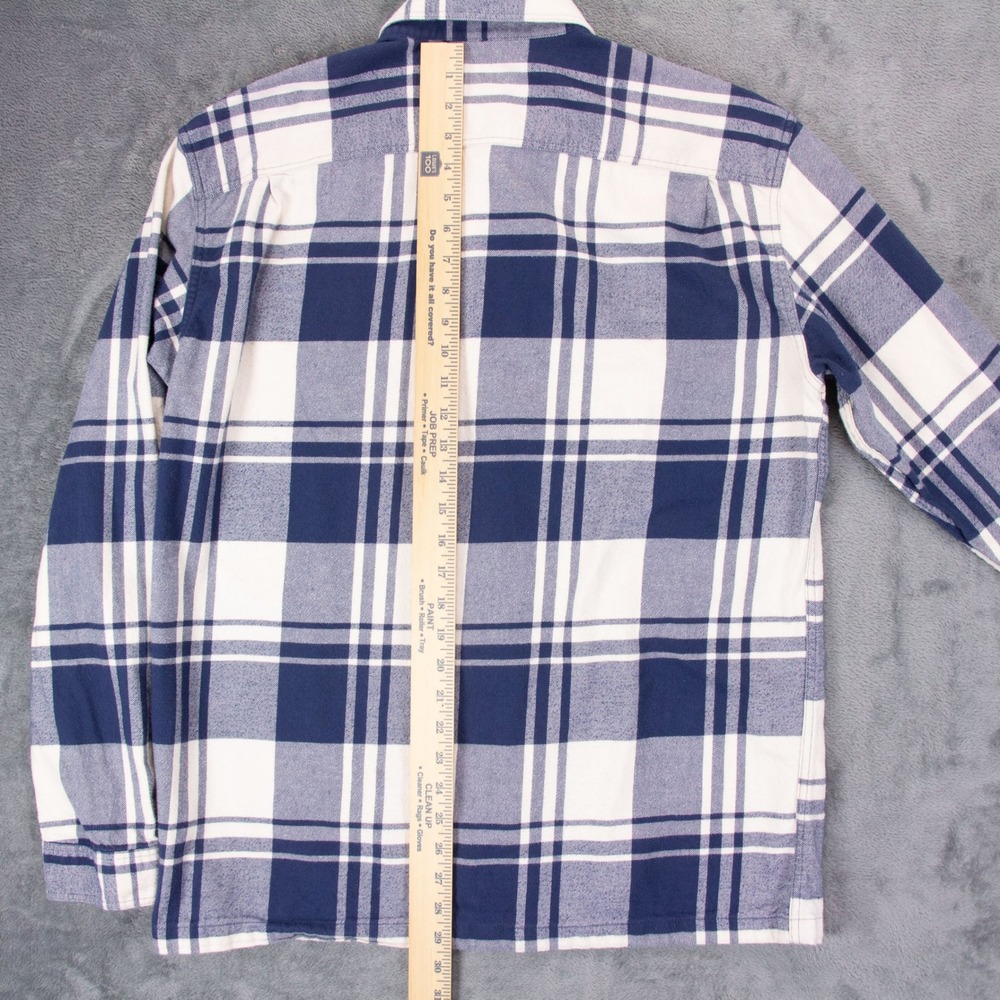 Patagonia Fjord Flannel Mens L Organic Cotton Plaid Flannel Shirt Blue White - Picture 11 of 12